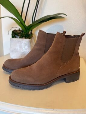 Sam Edelman Taupe Suede Chelsea Lug Ankle Boots